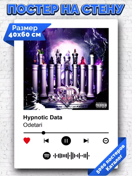 Arthata-spotify постер Спотифай постер Спотифай постер Odetari - Hypnotic Data 40х60