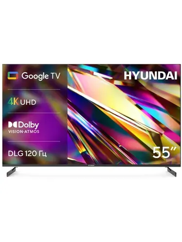 Hyundai Телевизор H-LED55BU7011 (2026) 60 Гц, Google TV, Dolby Vision, HDR10, HLG, голосовой помощник 55″ 4K UHD, черный