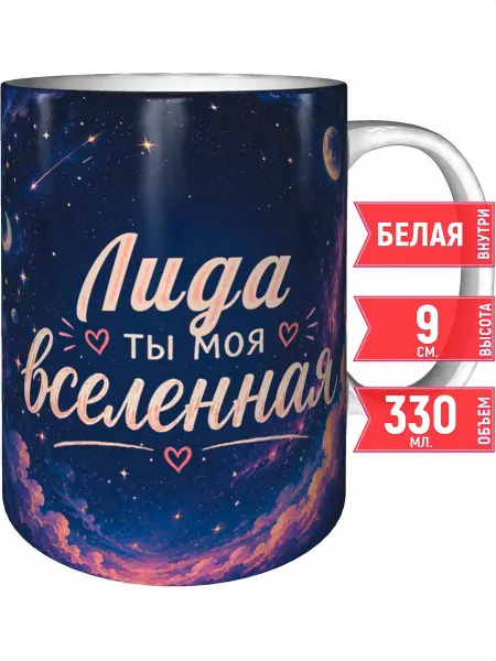 Grand cadeaux Кружка Лида ты моя вселенная - белая внутри