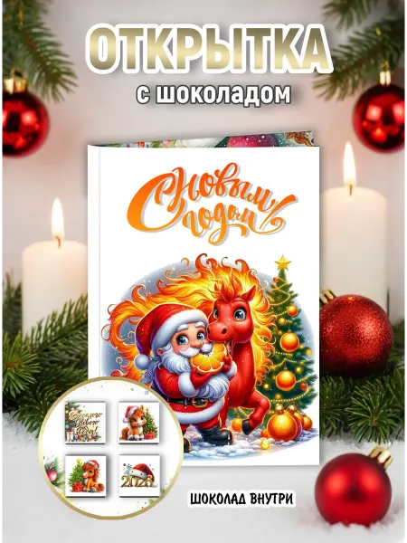 Lullaby Сладкий подарок на Новый год 2026 — открытка с шоколадом