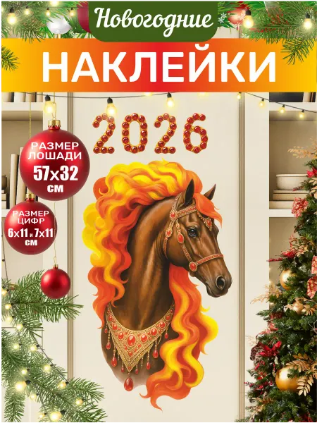 YESTICKERS Новогодние наклейки символ 2026 года для декора на стену