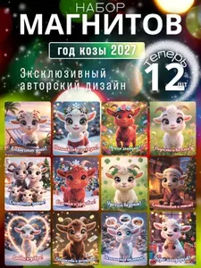 Новогодние магниты на холодильник символ года Козы 2027