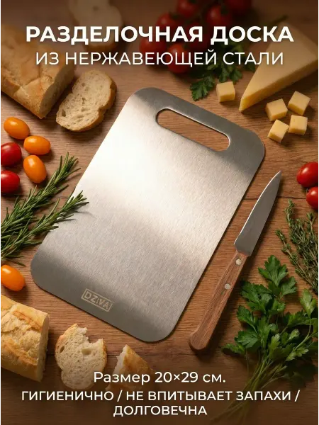 DZiVA Разделочная доска из нержавеющей стали 20х29 см