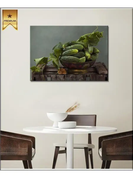 Картины для кухни Картина на холсте натюрморт с огурцами 20х30