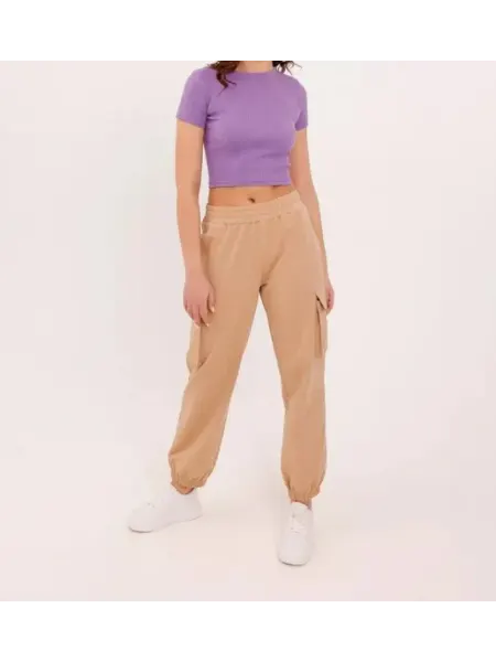 VOI-FASHION Кроп топ футболка облегающая трикотажная