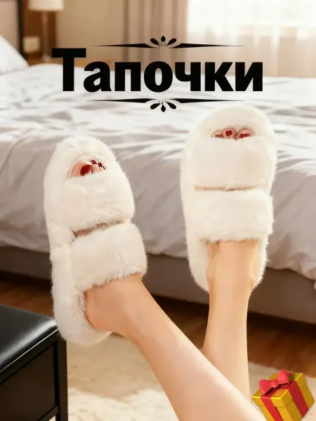 Мягкие пушистые тапочки для семьи и активного отдыха