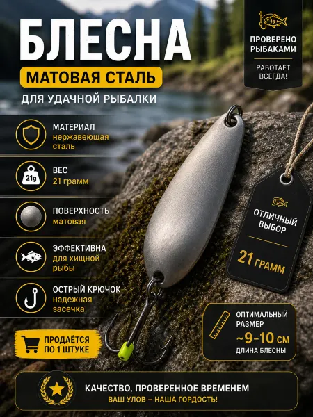 Блесна матовая сталь 21 грамм