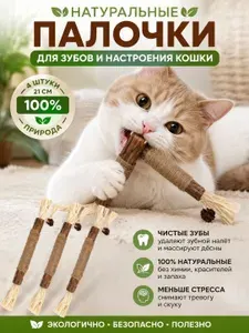 Натуральные палочки Мататаби, 21 см, 4 шт, безопасные игрушки для кошек, используются для развлечений