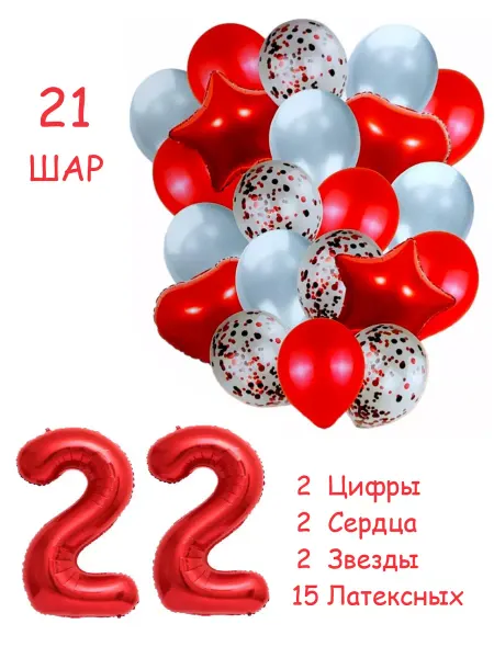 Balloon Day Шарики воздушные набор кр 21 фотозона цифра 22 года девушке