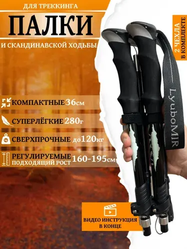 Палки для треккинга и скандинавской ходьбы черные