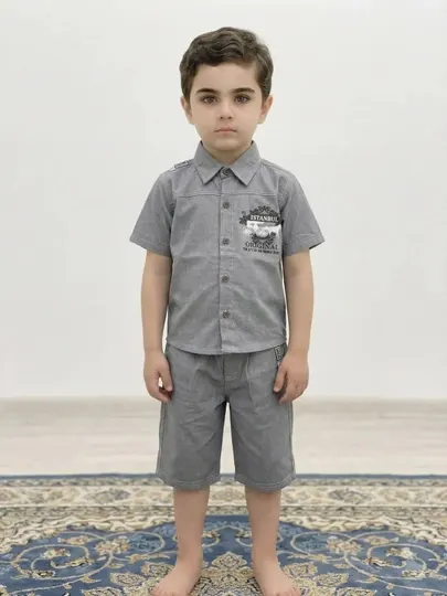 Летний комплект для мальчиков, рубашка и шорты, 2-8 лет