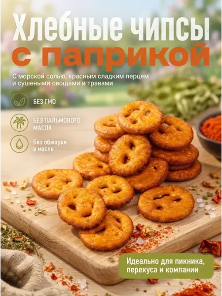 СладоКрай Хлебные чипсы с паприкой,150гр