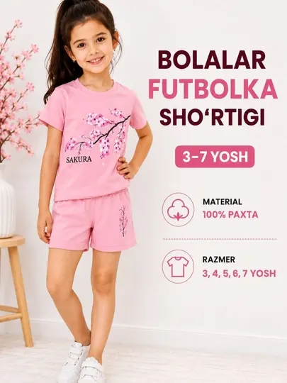 Футболки-шорты для мальчиков и девочек, 3-4-5-6-7 лет