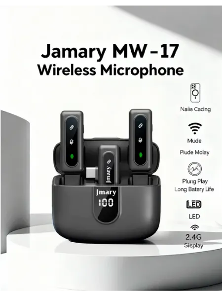 Микрофон петличный беспроводной для телефона Jmary MW-17 2в1
