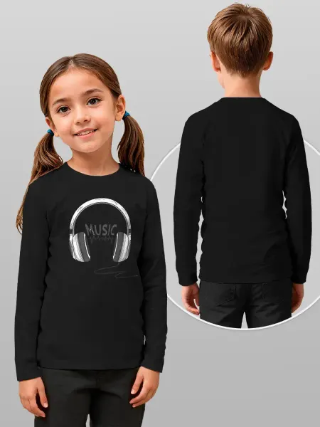 Printech Premium Kids Лонгслив детский Ноты Наушники Музыка Music