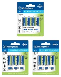 Аккумуляторы 12 шт. Westinghouse 2100 mAh R6/AA для использования в часах, фотоаппаратах, фонарях, игрушках, беспроводных мышах и т.д.