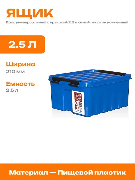 Ящик для хранения синий с крышкой 210х170х100 мм пластик