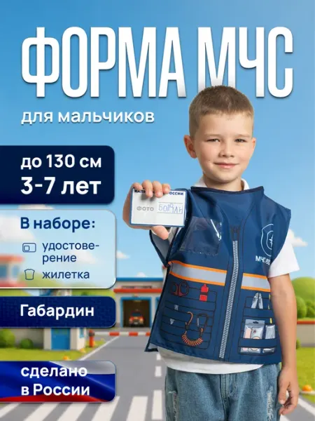 Мега Тойс Костюм МЧС детский с удостоверением