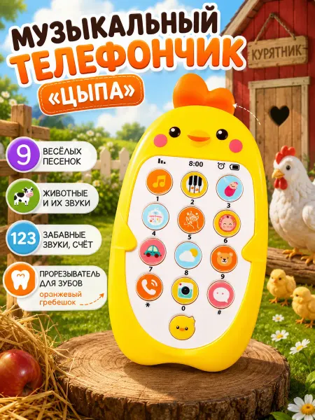 ZABIAKA Детский музыкальный телефон Цыпа