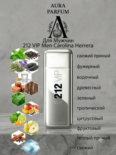 Духи мужские стойкие Парфюм для мужчин CAROLINA HERRERA 212 VIP MEN BLACK
