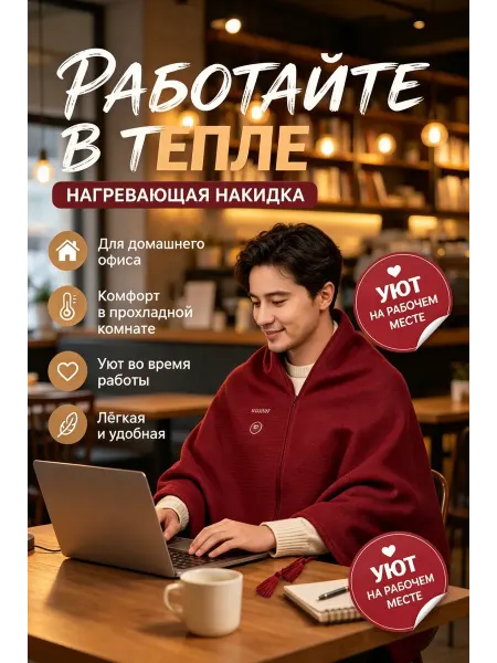 Уютный плед с подогревом для работы