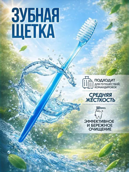 Зубная щетка средней жесткости, 17.5 см