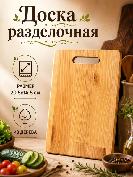 Доска разделочная, 20,5х14,5х1,8см, дерево