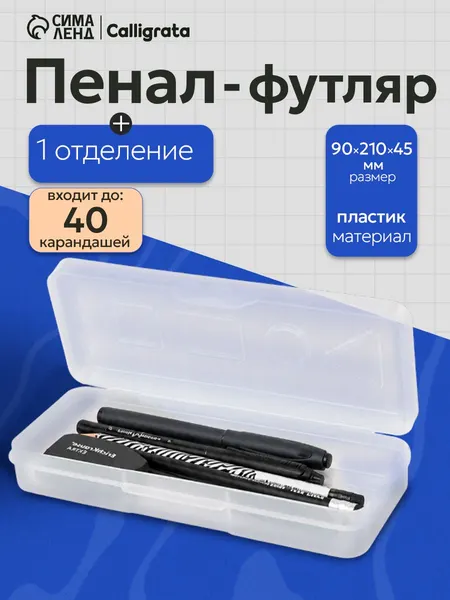 Пенал-футляр пластиковый, 20,5х8 см прозрачный