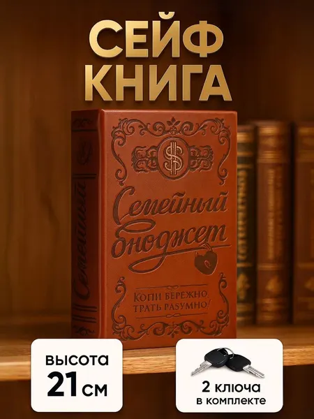 Сейф книга, шкатулка / "Семейный бюджет" 21х13х5 / шкатулка для денег