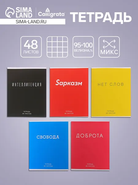 Тетрадь 48 листов в клетку, Calligrata Фраза