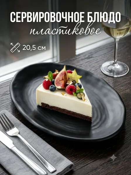 Блюдо сервировочное, пластик, размер 20,5х14 см, "Чёрный Восток"