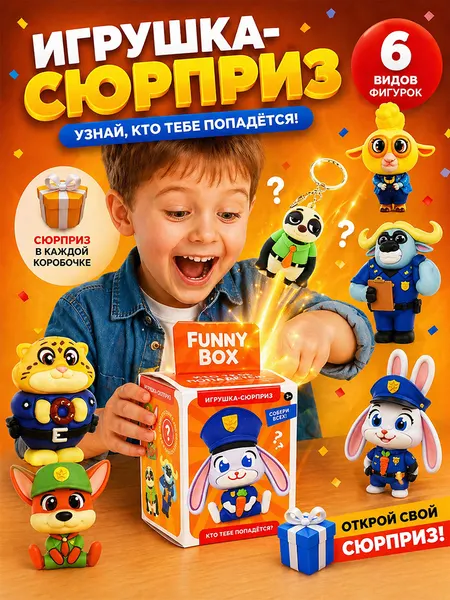Игрушка - брелок сюрприз "Зверополис" 6 видов фигурок