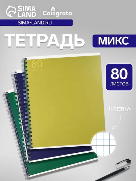 Тетрадь 80 листов в клетку, на гребне Монотон