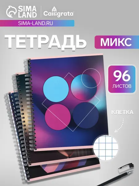Тетрадь 96 листов в клетку, на гребне Шары