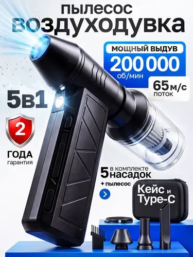 Воздуходувка-пылесос аккумуляторная мощная многофункциональная портативная профессиональная с кейсом