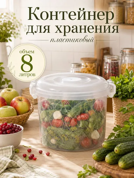 Контейнер пищевой Альтернатива, объем 5 л, пластик, прозрачный