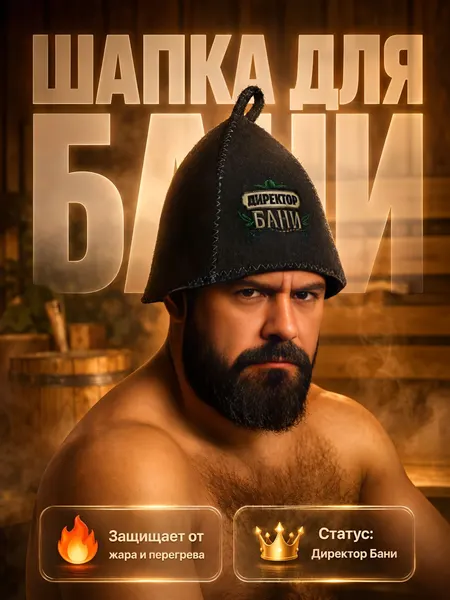 Шапка для бани из войлока с декоративной вышивкой