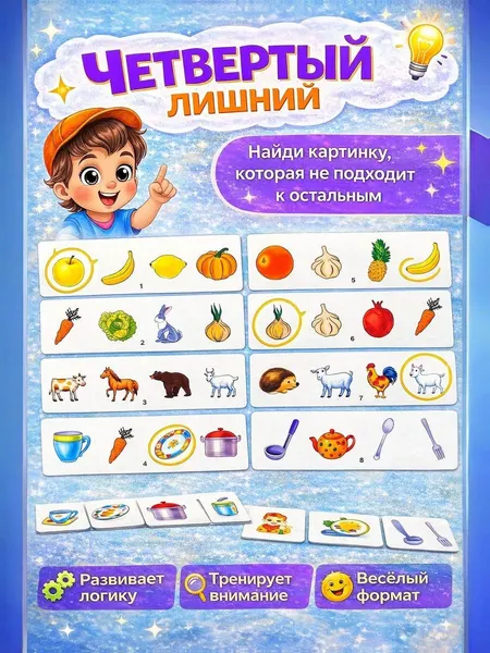 Обучающая игра "Четвёртый лишний. Мир вокруг нас", развивающие игрушки для детей