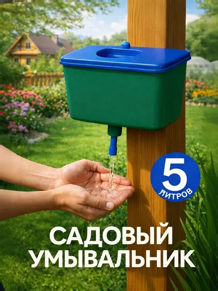 Умывальник дачный 5 л с рукомойником, подвесной, пластиковый, для сада и дачи