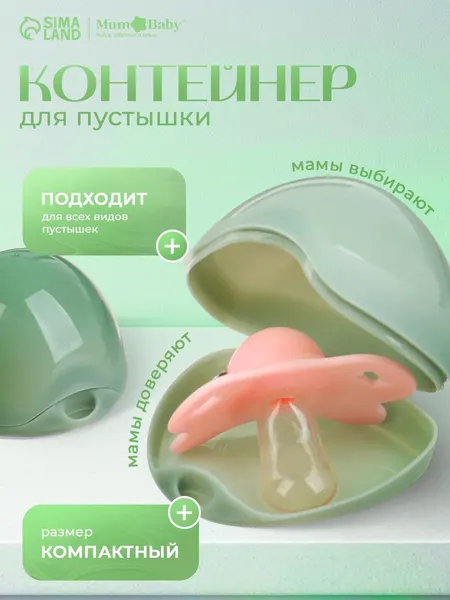 Контейнер для соски пустышки / футляр для пустышки / серо-зеленый, 1 шт.