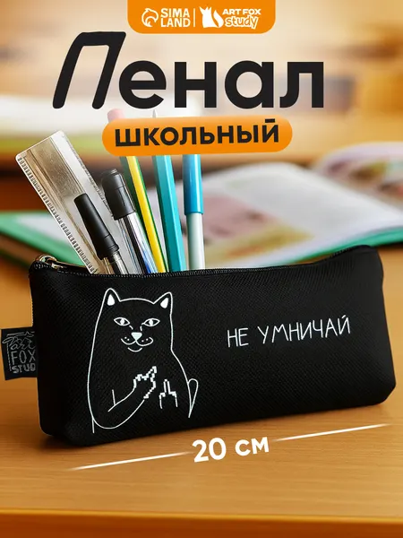 Пенал школьный "Не умничай", текстиль
