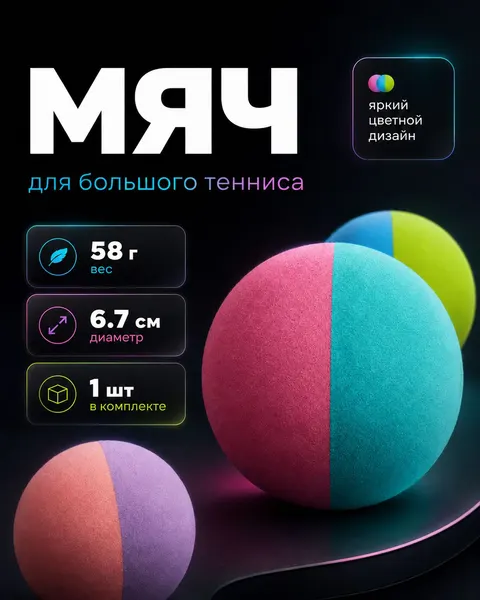 Мяч для большого тенниса 1 шт