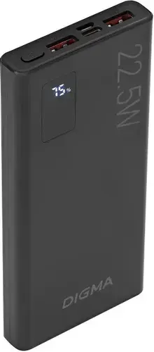 Внешний аккумулятор Digma, 22.5W, 3A, 2xUSB-A/USB-C, цвет черный, (DGPF10A22PBK)