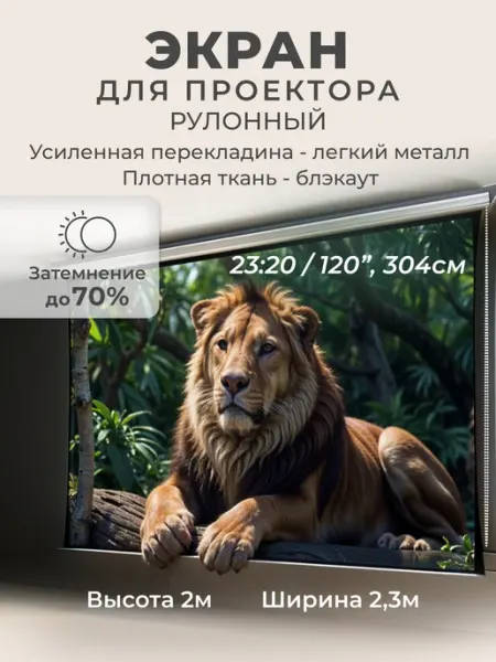 Gozhy Экран для проектора рулонный блэкаут 2х2,3м