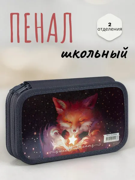 Пенал школьный 2 отделения The Magic Fox