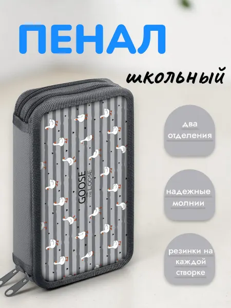 Пенал школьный 2 отделения Geese
