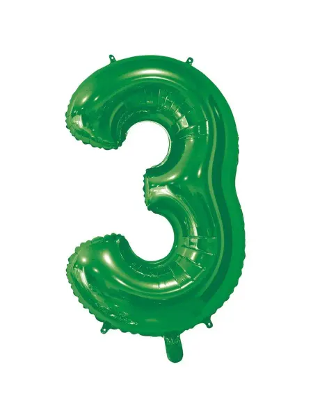 Весёлая затея Шар фольгированная Цифра 3 Green 82 см