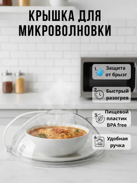 Nib37 Крышка для микроволновки и СВЧ с ручкой и клапаном 22,5 см