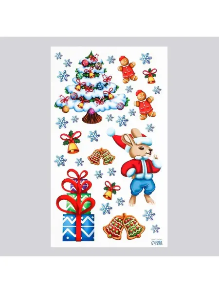 DIVINO Decor Интерьерная наклейка "Кролик и ёлка" 30х50 см