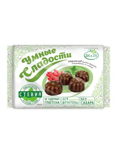 Умные Сладости Мармелад без сахара со вкусом барбариса в глазури, 220г